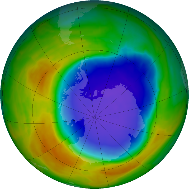 Antarctic ozone map for 26 October 2014